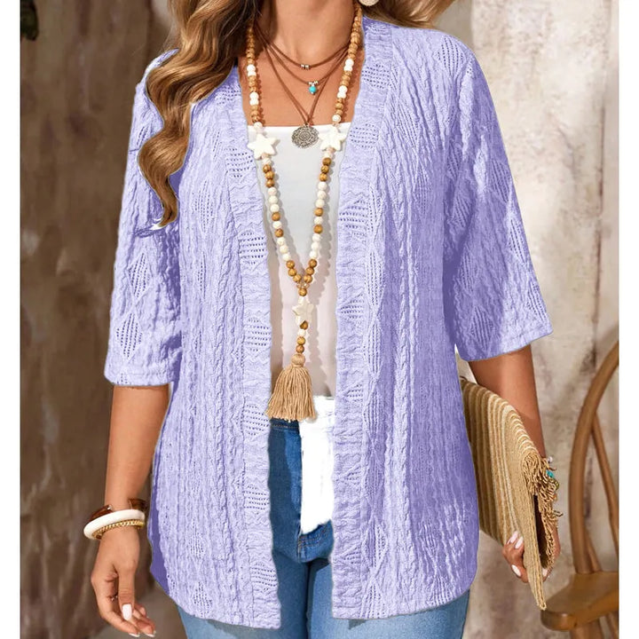 Delienne - Soft-Touch Pointelle Knit Cardigan