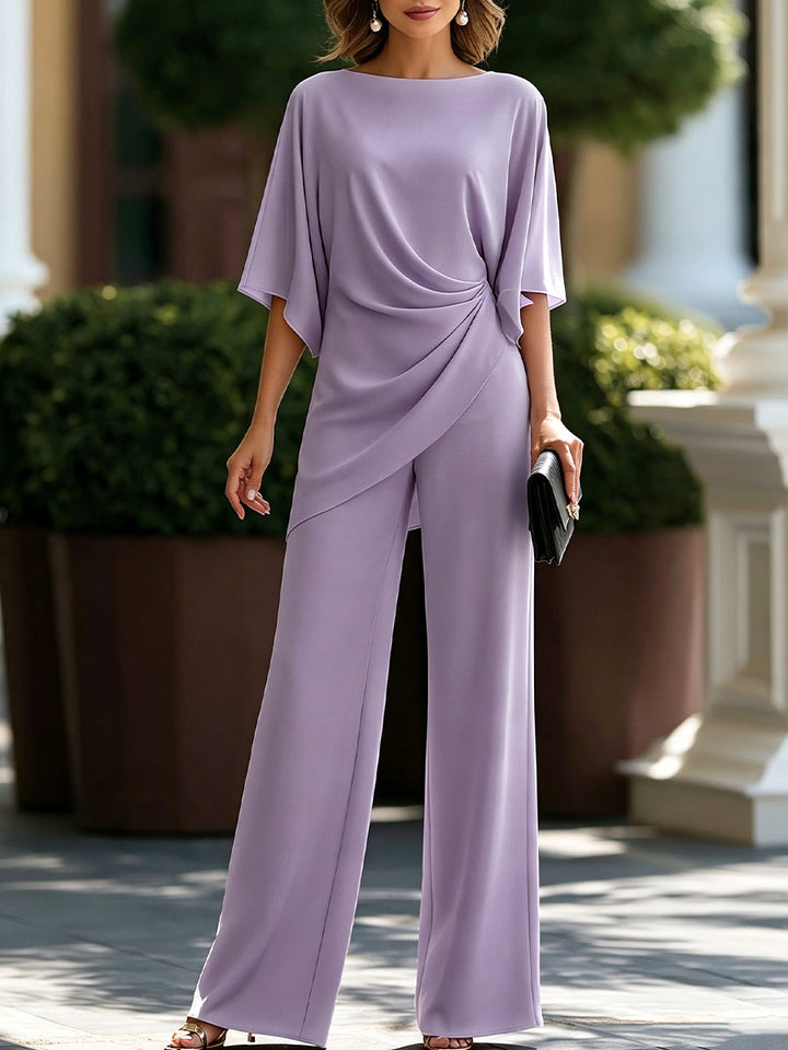 Liesa - Refined Cape-Sleeve Two-Piece Set