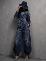 Neris - Tailored Double Breasted Two Piece Trouser Set