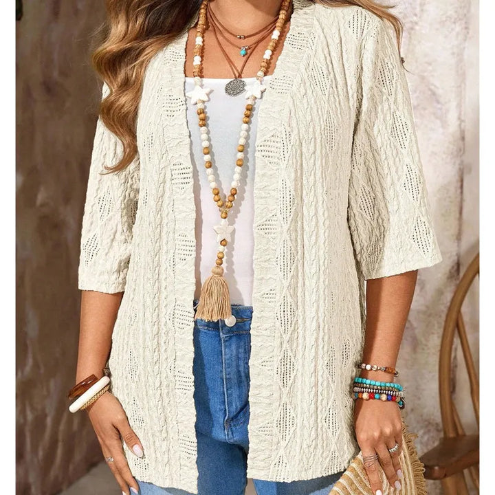 Delienne - Soft-Touch Pointelle Knit Cardigan