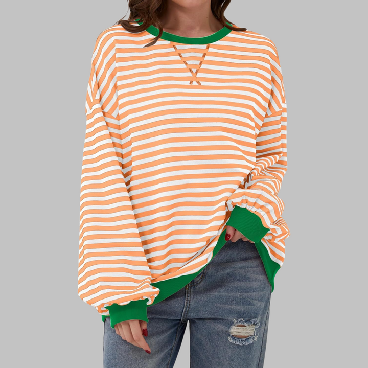 Adelia - Soft-Touch Striped Long-Sleeve Sweatshirt