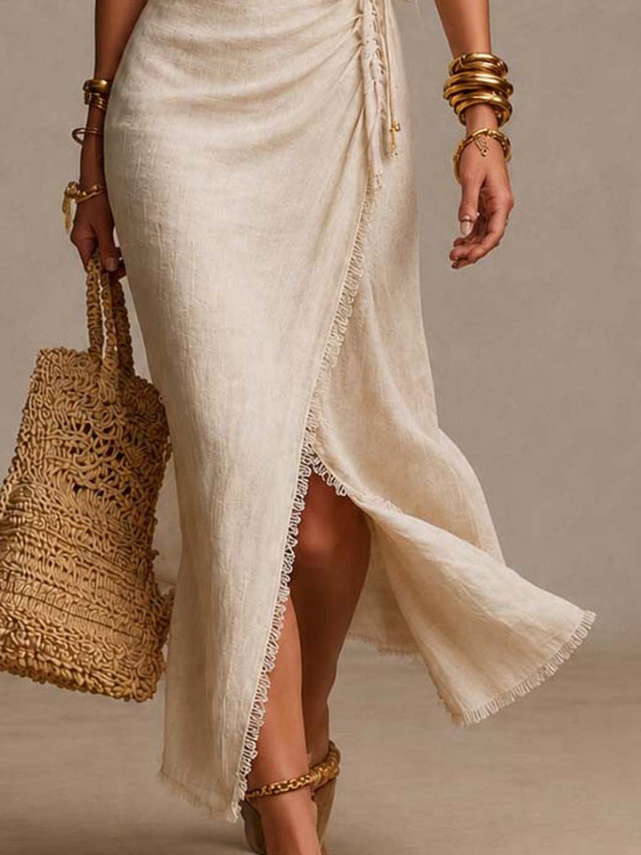Aeloria - Premium Linen Wrap Midi Dress