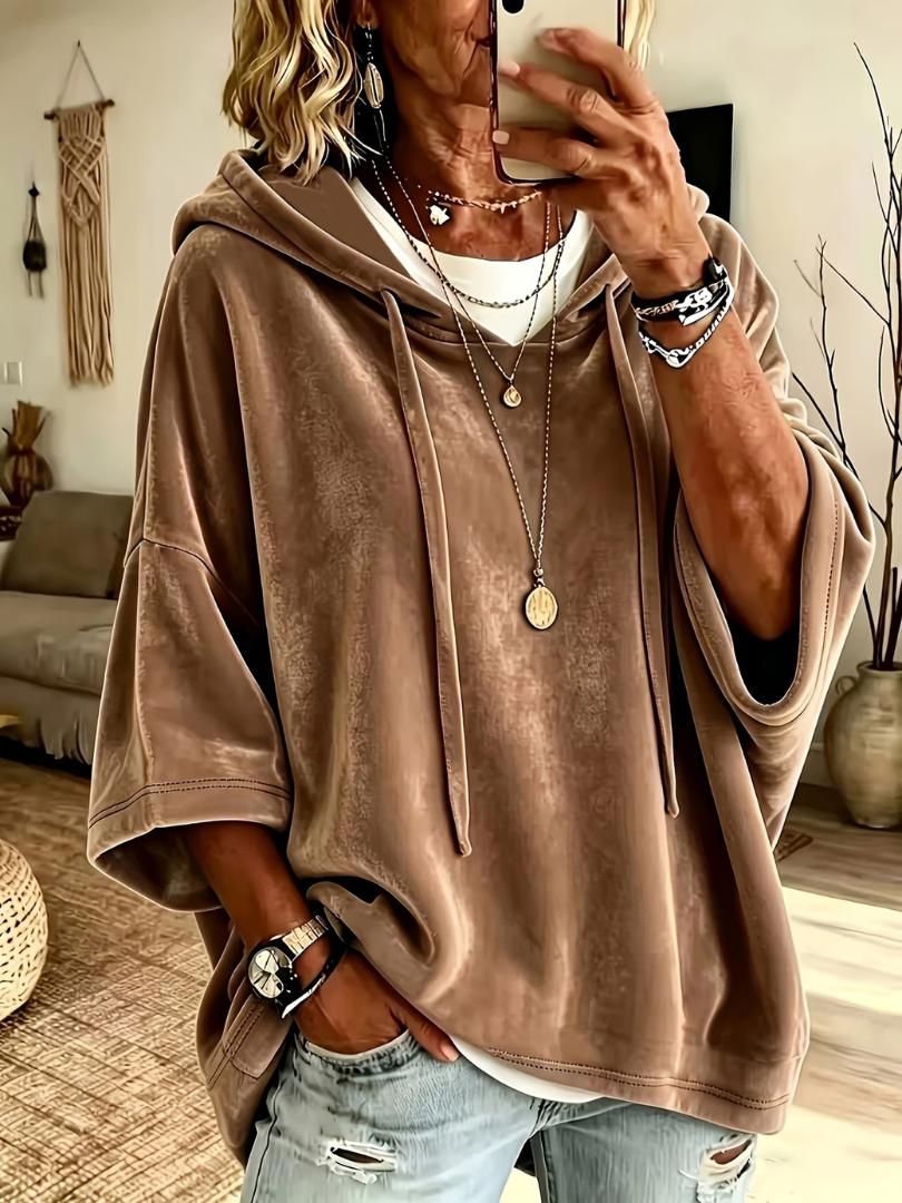 Zinnaria - Soft-Touch Poncho Hoodie