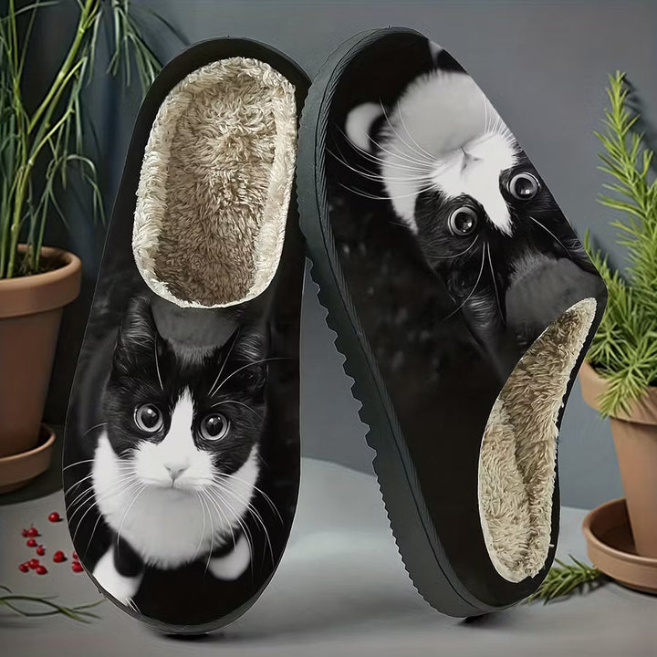 Zita - Ultra-Soft Cat-Print Slip-On Slippers