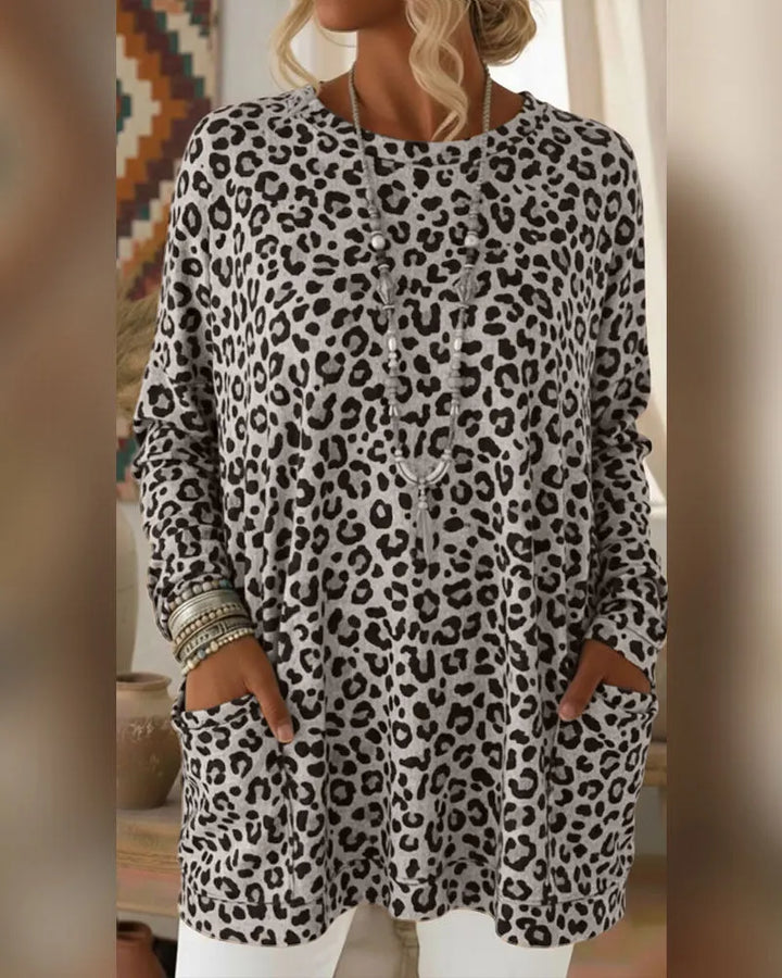 Calivelle - Soft-Touch Leopard Long Sleeve Top
