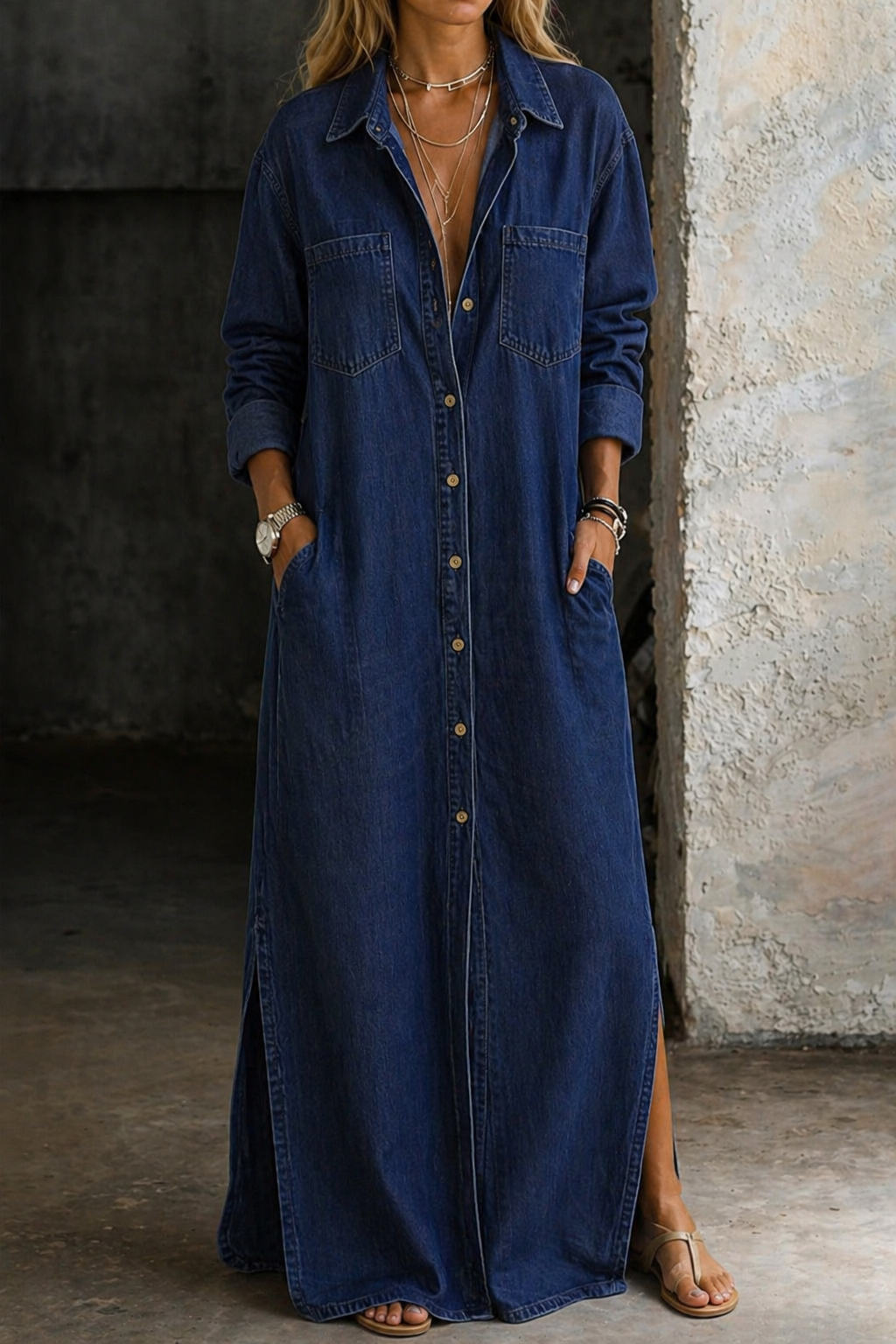 Sylvera - Premium Maxi Shirt Dress