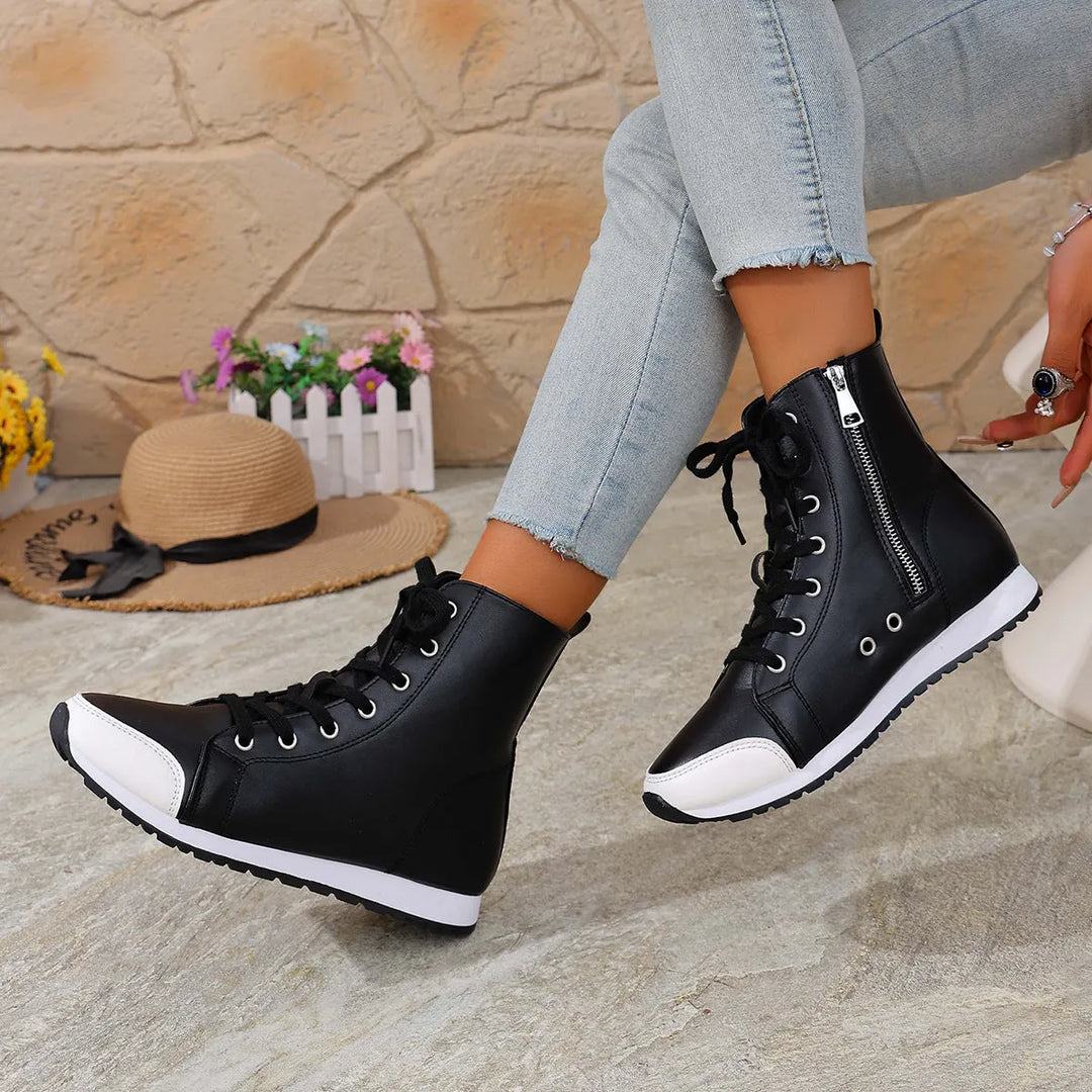Deloriane - Casual Lace Up Ankle Boots