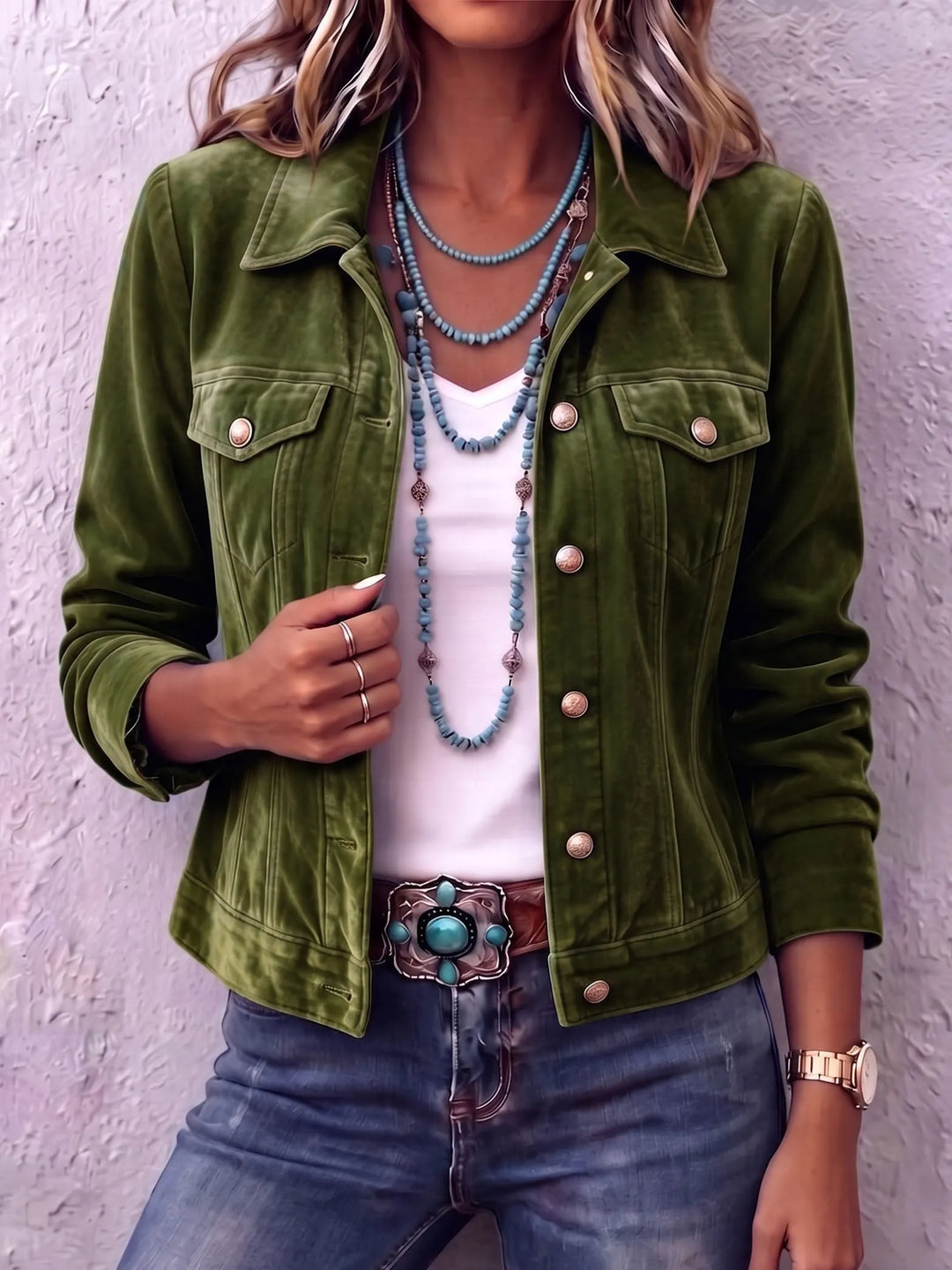 Amandria - Vintage Wash Button Jacket