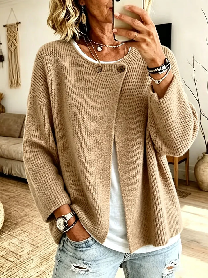 Anisa - Relaxed Button Detail Knit Cardigan