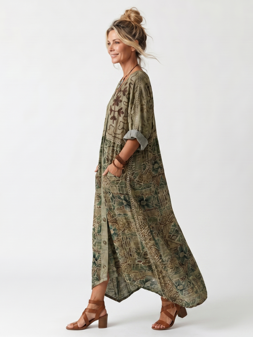 Roselisse - Lightweight Button-Front Midi Dress