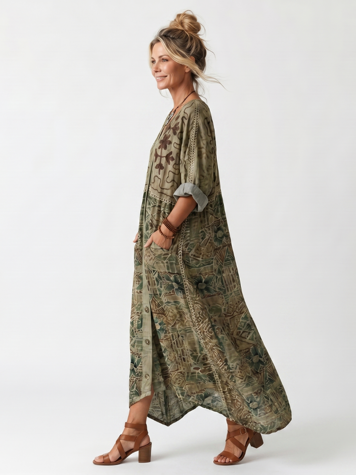 Roselisse - Lightweight Button-Front Midi Dress