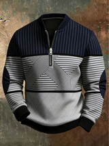 Gaelvick - Contrast Pattern Quarter Zip Sweater