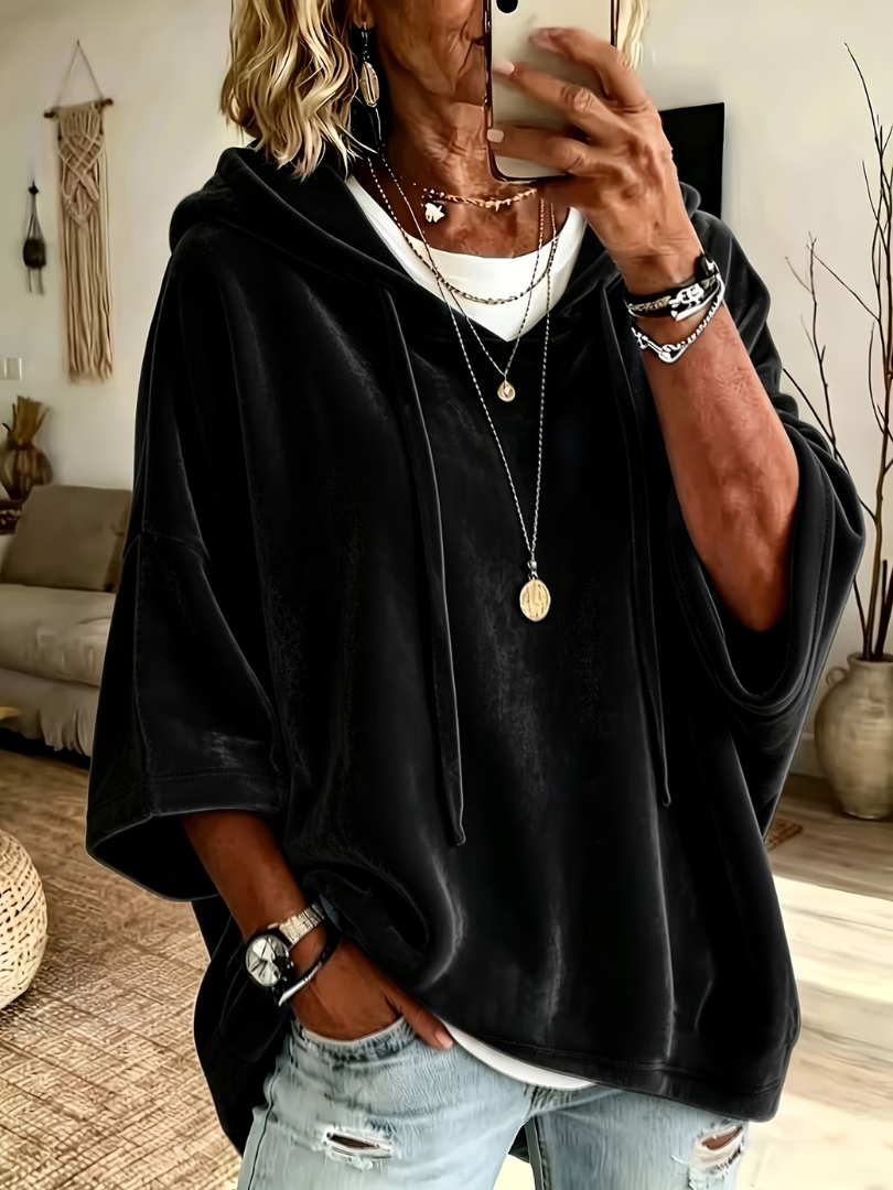 Zinnaria - Soft-Touch Poncho Hoodie