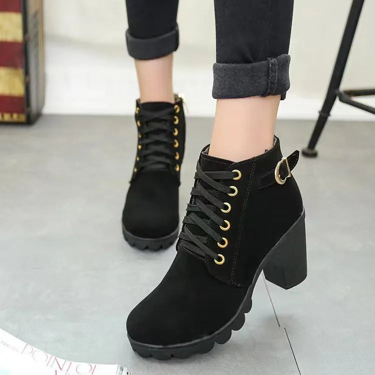 Mara - Plush-Lined Chunky Heel Boots