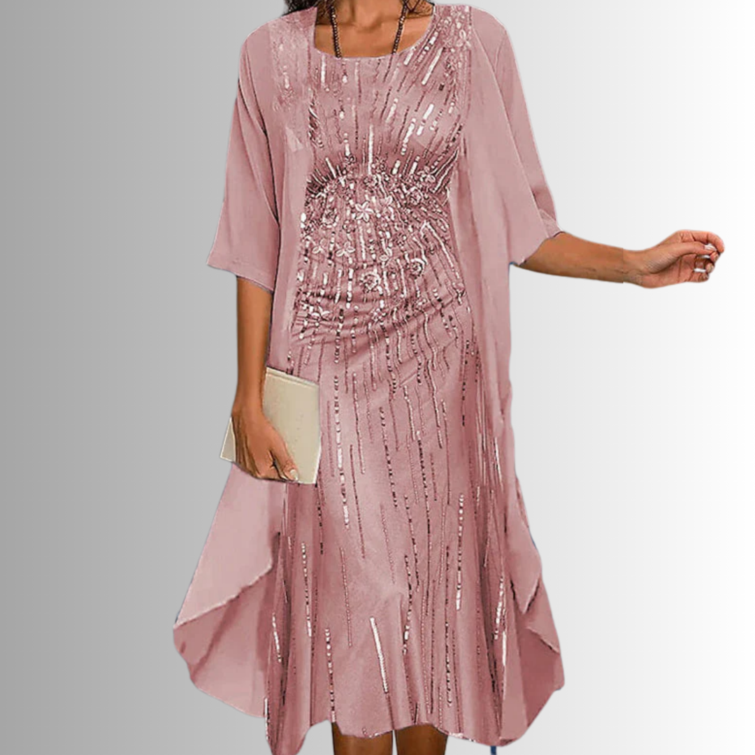 Delavelle - Elegant Layered Midi Dress Set