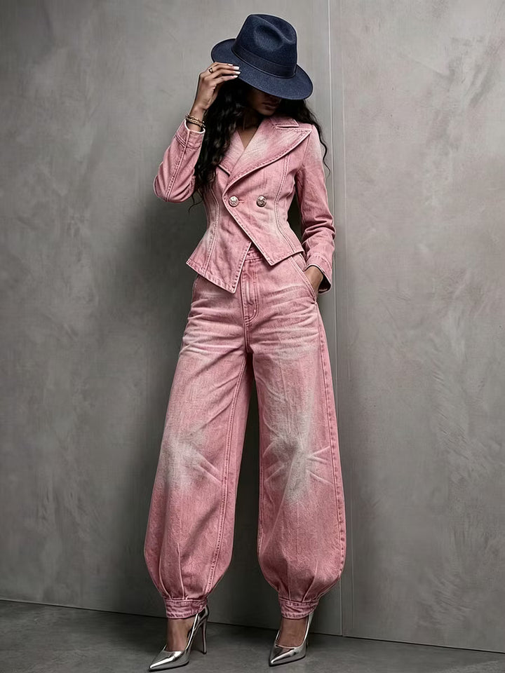 Neris - Tailored Double Breasted Two Piece Trouser Set
