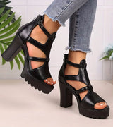 Elestine - Sculpted Gladiator Platform Sandals