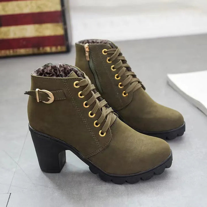 Mara - Plush-Lined Chunky Heel Boots