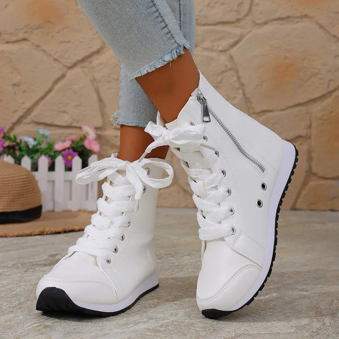 Deloriane - Casual Lace Up Ankle Boots