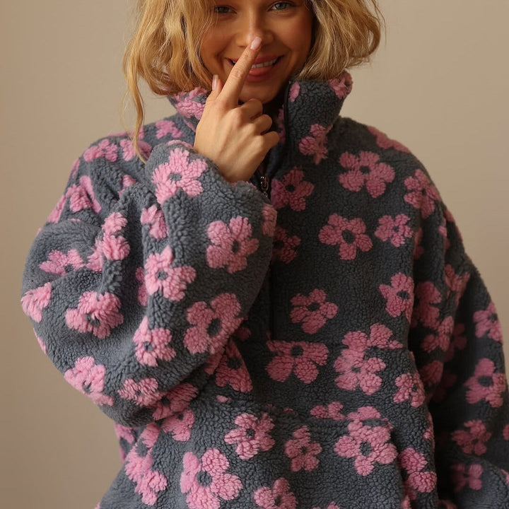 Clemency - Cozy Floral Fleece Pullover