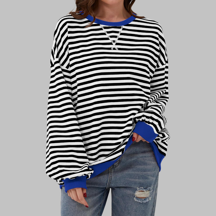 Adelia - Soft-Touch Striped Long-Sleeve Sweatshirt