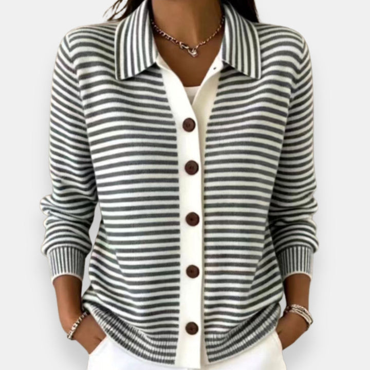 Briana - Soft-Touch Striped Cardigan
