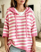 Leontine - Striped Hooded Knit Sweater