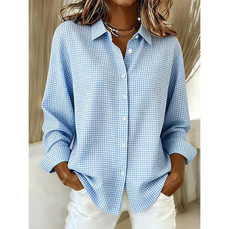 Illyssia - Classic Gingham Button Blouse