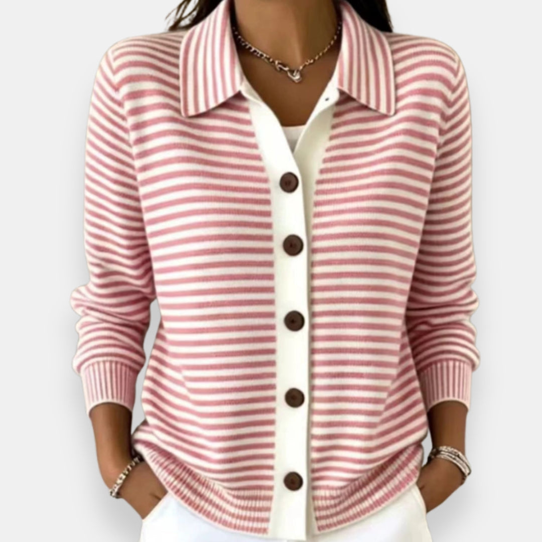 Celene - Fine-Knit Striped Cardigan