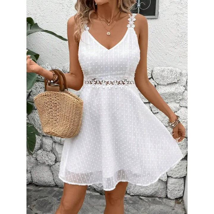 Noelline - Embroidered Strap Mini Dress
