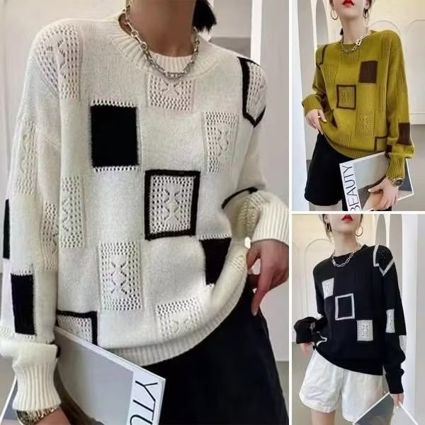 Adorelle - Artistic Patchwork Knit Sweater