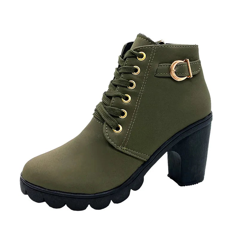 Mara - Plush-Lined Chunky Heel Boots