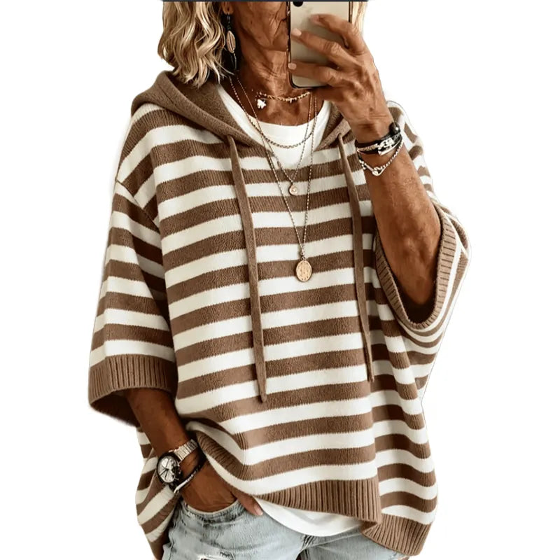 Leontine - Striped Hooded Knit Sweater