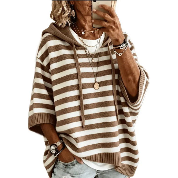 Leontine - Striped Hooded Knit Sweater