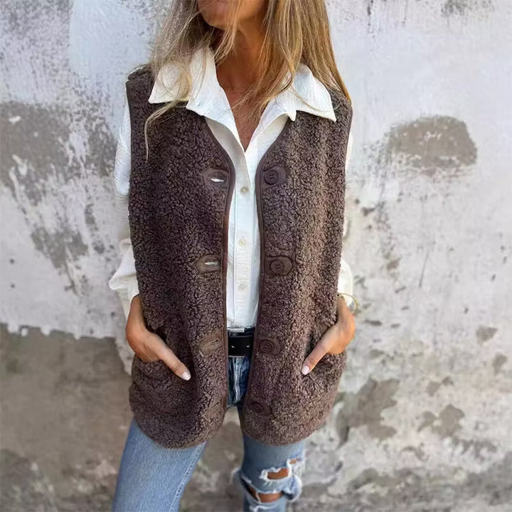 Ailyn - Textured Button Front Longline Vest