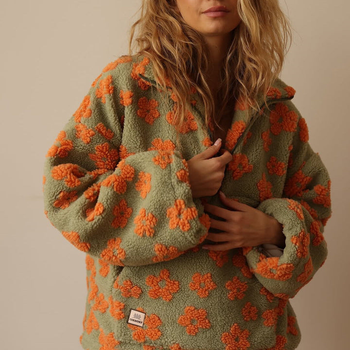 Clemency - Cozy Floral Fleece Pullover