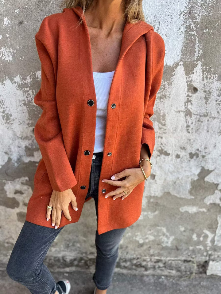 Aloura - Relaxed Button Front Hooded Jacket