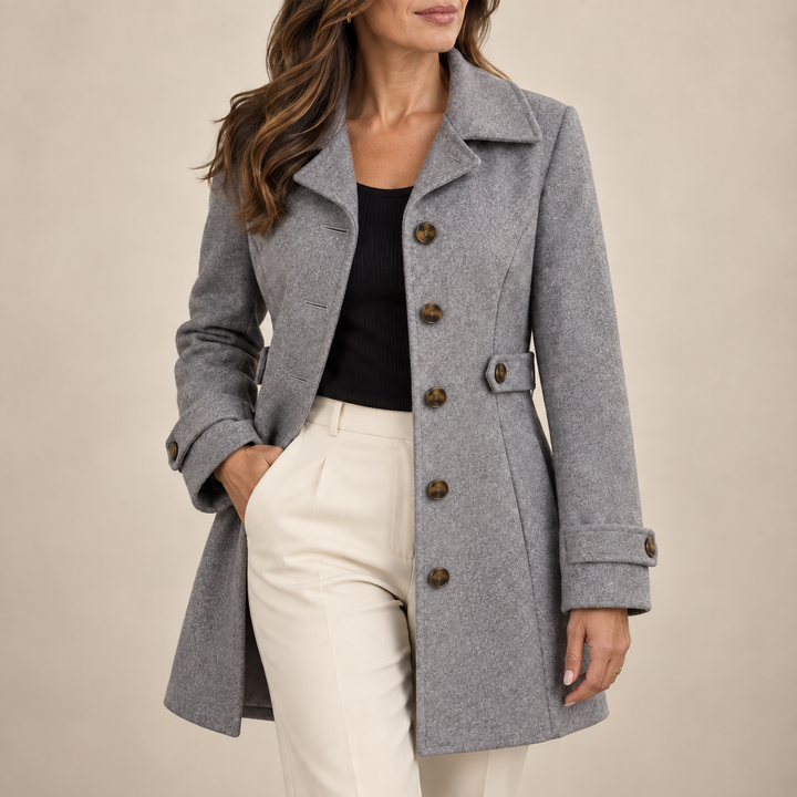 Romy - Tailored Button Front Mid Length Coat