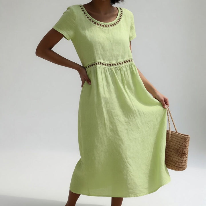 Anissa - Soft-Touch Embroidered Midi Dress