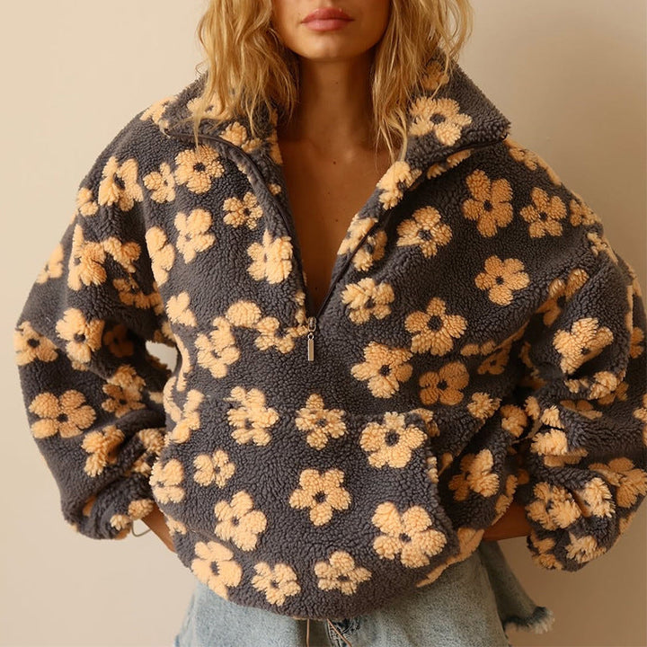 Clemency - Cozy Floral Fleece Pullover