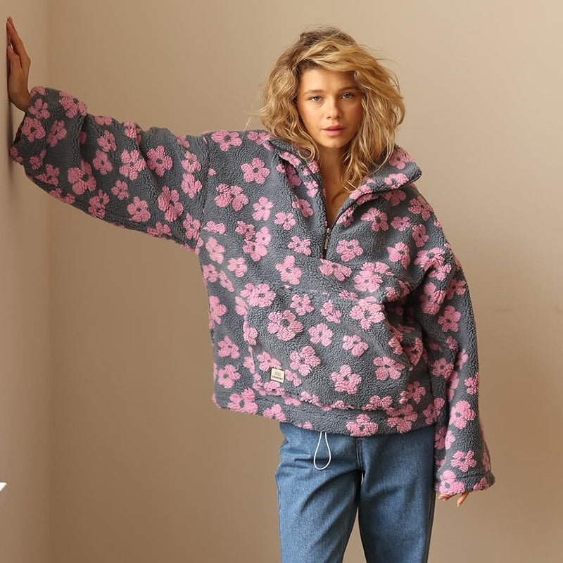 Clemency - Cozy Floral Fleece Pullover