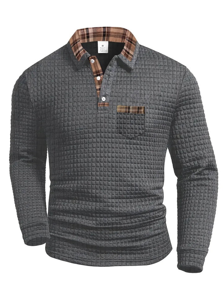 Arlen - Soft-Touch Long-Sleeve Checked Polo Shirt