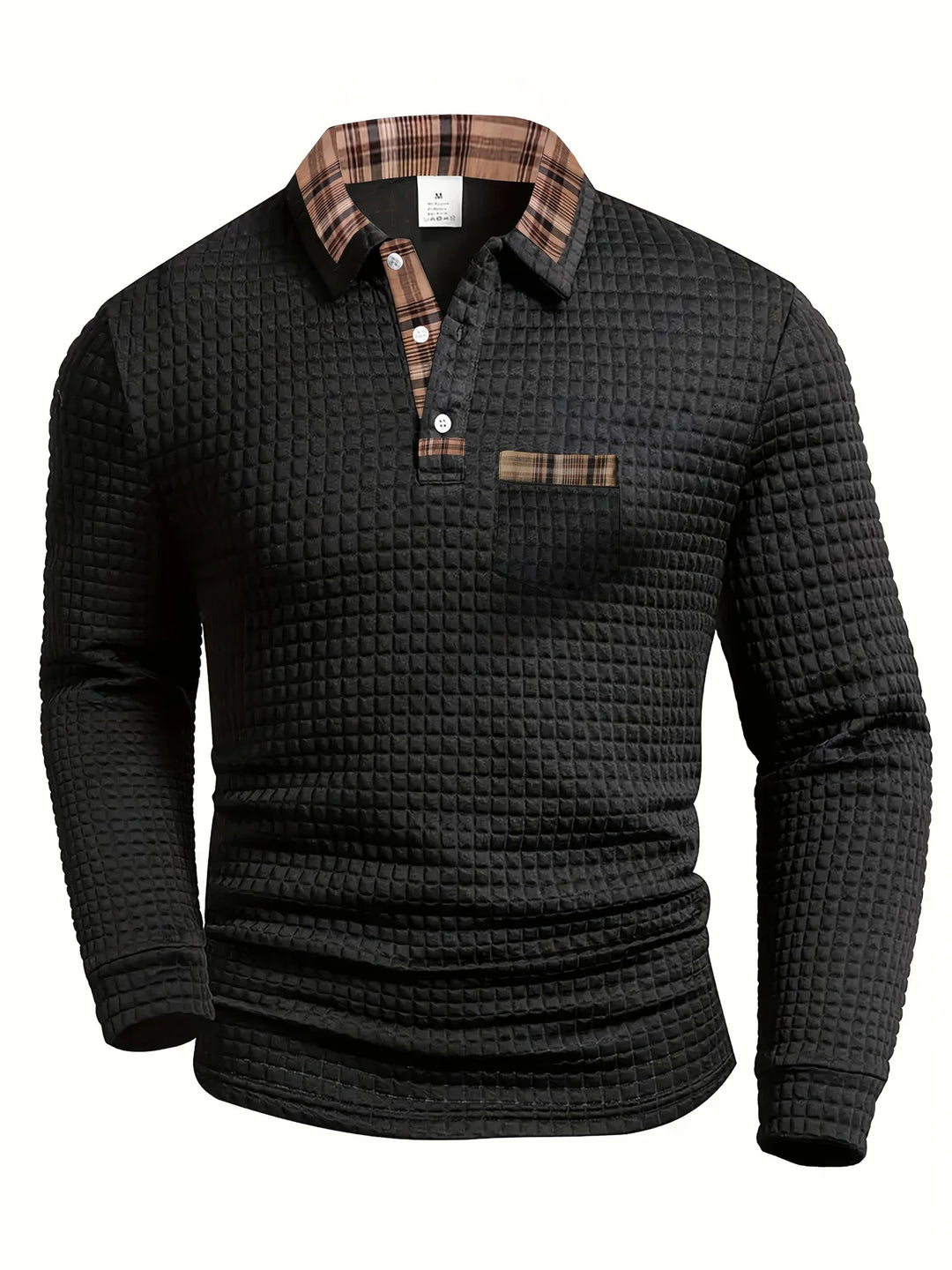 Arlen - Soft-Touch Long-Sleeve Checked Polo Shirt