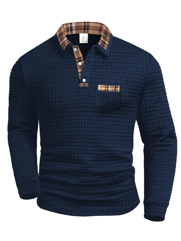 Arlen - Soft-Touch Long-Sleeve Checked Polo Shirt