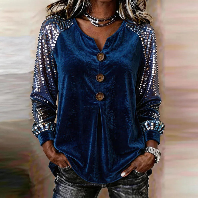 Cerina - Luxe Sequin-Sleeve Top