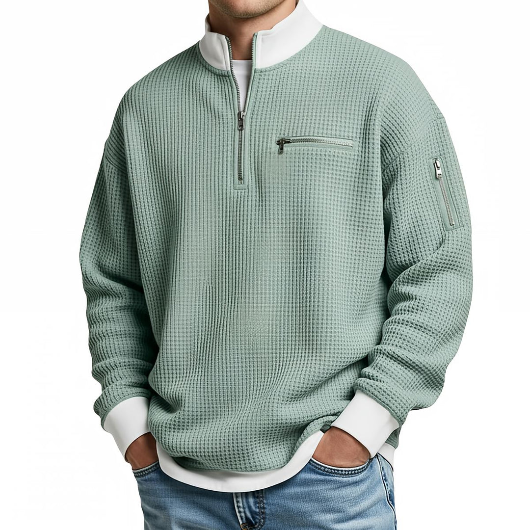 Peldon - Waffle-Knit Quarter-Zip Jumper