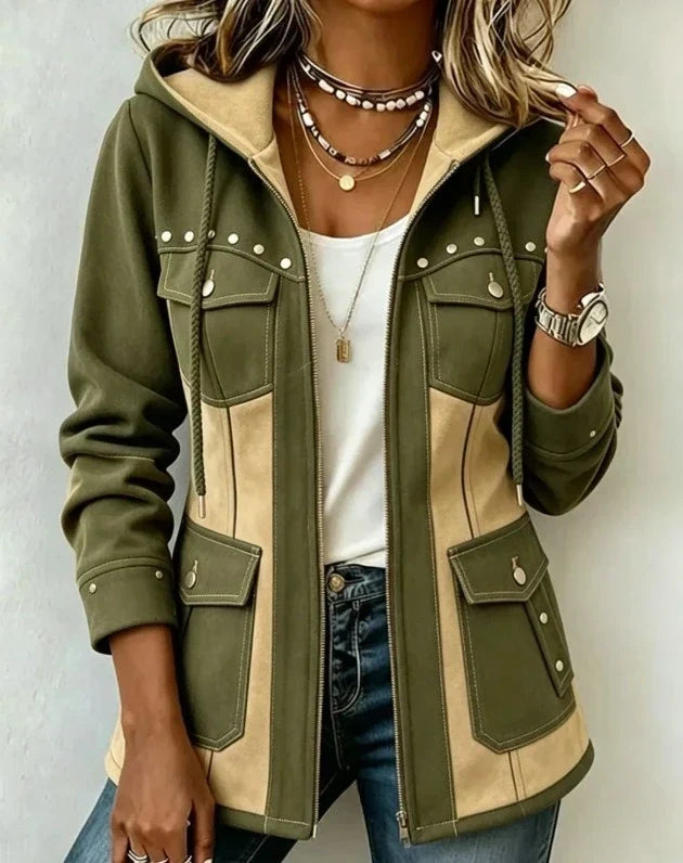 Keeley - Contrast-Panel Hooded Jacket