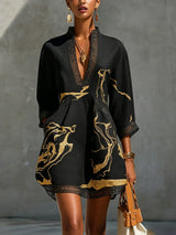 Emmerly - Luxe Marble-Print A-Line Dress
