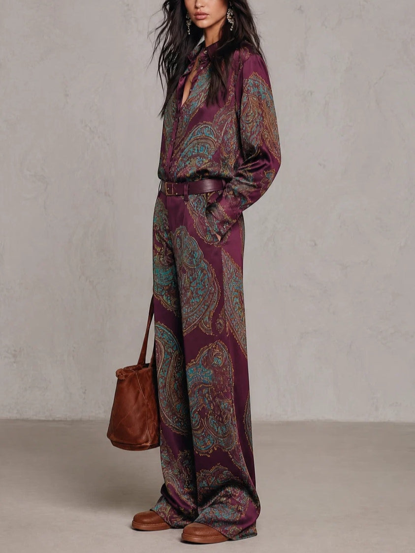 Jessamira - Silky Paisley Two-Piece Set