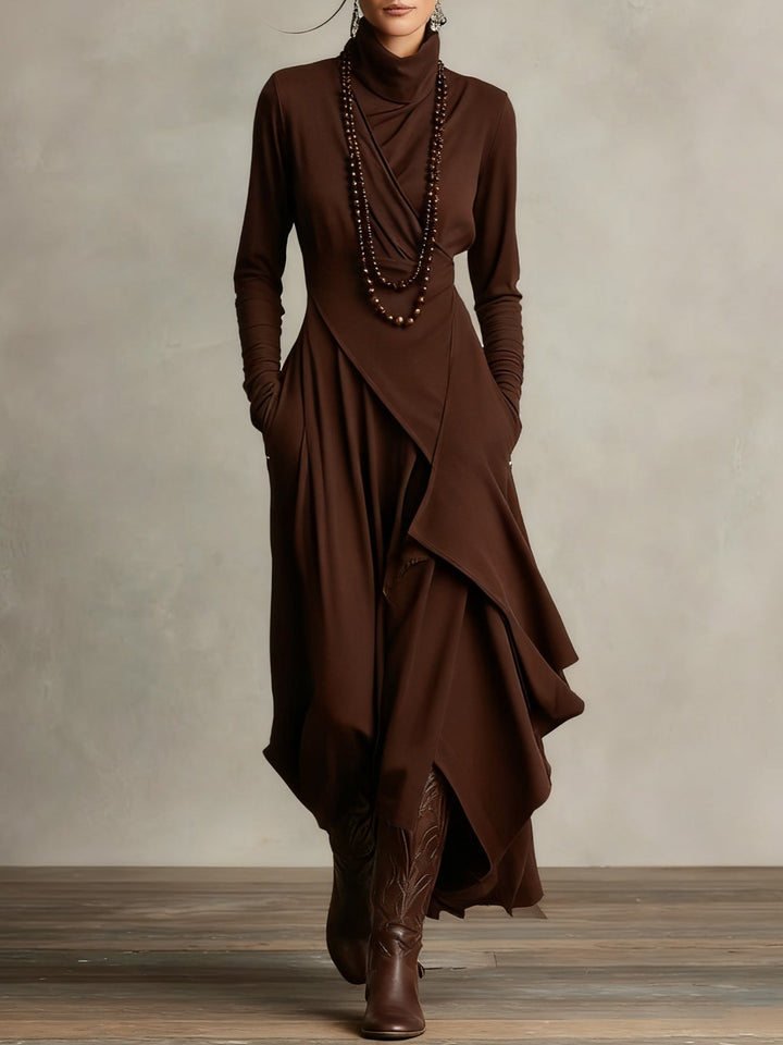 Celenora - Soft-Touch High-Collar Maxi Dress
